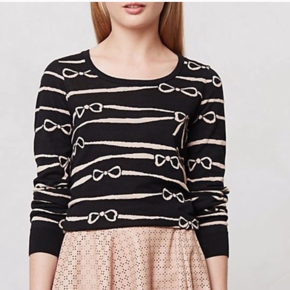 Anthropologie striped ribbon pullover sweater XS